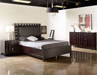 Modern Bed collection NJ 12 in Brown Leatherette