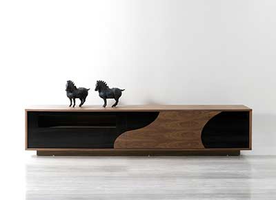 Walnut and Black TV base SJ101