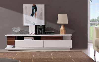 White lacquer and walnut TV unit SJ061