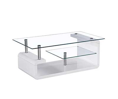 Glass Top White Lacquer Coffee table BM 12