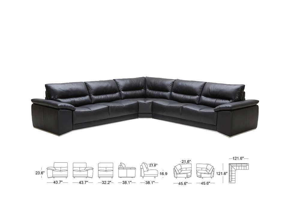 romano 3-pc leather sectional sofa