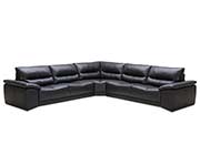 Romano Black Leather Sectional Sofa