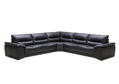 Romano Black Leather Sectional Sofa