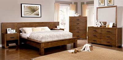 Low Profile Plank Style Bed in Rustic Finish FA50