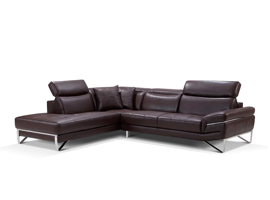 Modern Leather Sectional Sofa Brown Ef194 B1 