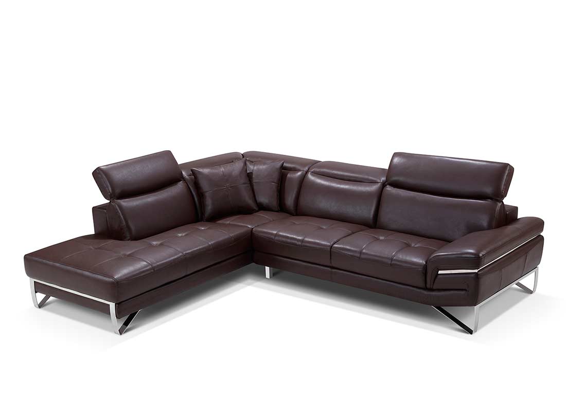 Modern Leather Sectional Sofa Brown Ef194 B2 