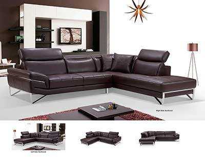 Modern Brown Leather Sectional Sofa EF194