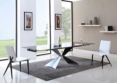Extendable Black Glass Dining Table VG428