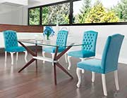 Glass Dining table with Walnut Legs Z199