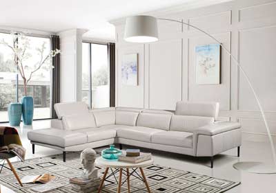 Light Grey Leather Sectional Sofa EF 511