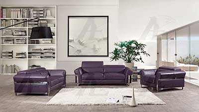 Purple Italian leather sofa set AE012