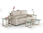 Italian Modern Light Grey Leather Sofa Bed VG 018
