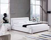 White Leatherette Platform Bed AE 51