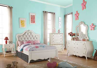 Pearl White Kids Bed AC Edana