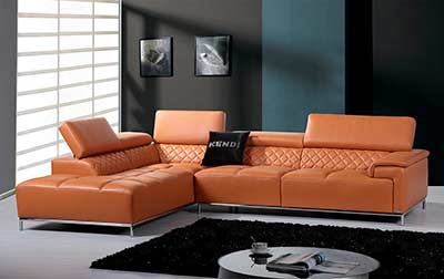 Orange Leather Sectional Sofa VG 367