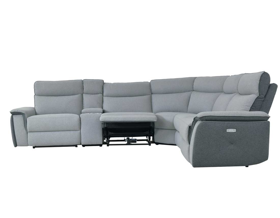 Sofa Sectional Power Recliner Gray Fabric Power Headrest He259 3 