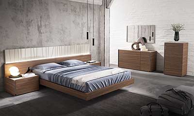 Walnut Bed with Light Grey Lacquer NJ Paola