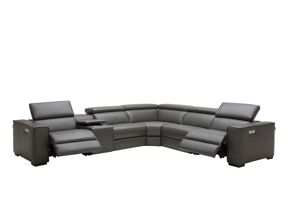 Recliner Sectional Sofa Leather Dark Grey Sj Gustav B 