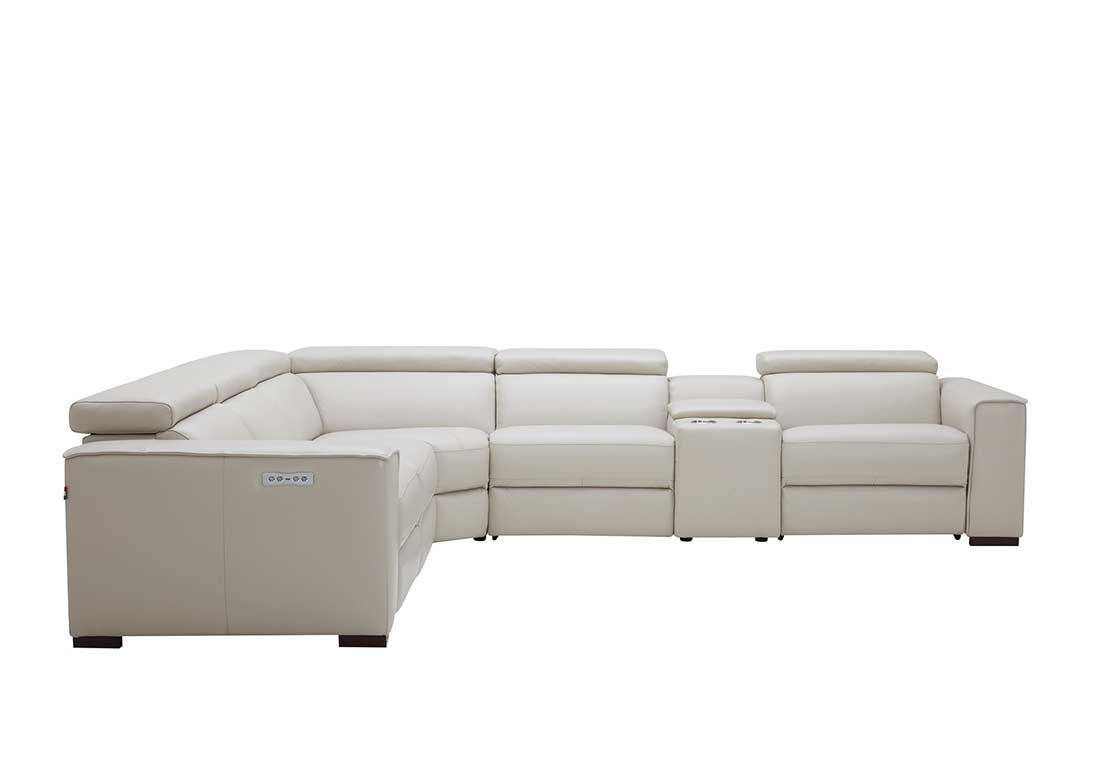 Recliner Sectional Sofa Leather Silver Grey Sj Gustav B2 