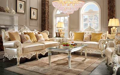 Luxury Leather Traditional Sofa HD 009