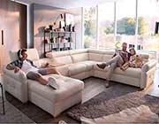 Leather Sectional Sleeper with Recliner EF Santimino