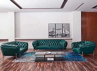 Dark Green Leather sofa AE 009