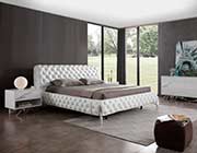 Diamond Tufted White Leather Bed VG Epic