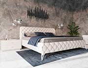 Diamond Tufted White Leather Bed VG Epic