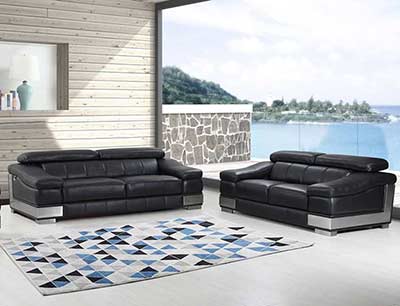 Black Leather Sofa set GU 15