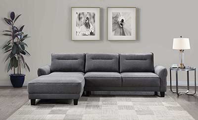 Gray Upholstered Curved Arms Sectional Sofa CO 550