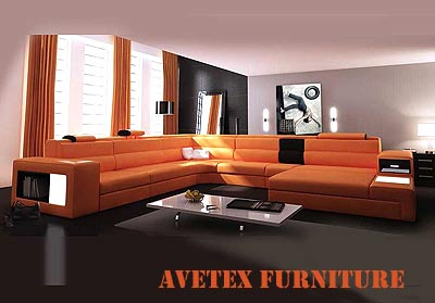 Polaris Orange Leather Sofa