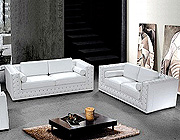 White Leather Sofa Set with Crystals HE-708