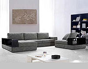 Grey Fabric Sectional with wood shelves VG Antonio