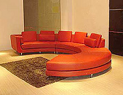 Red Circle Leather Sectional