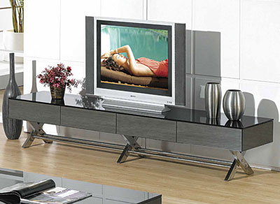 Modern glossy gray TV stand CR059