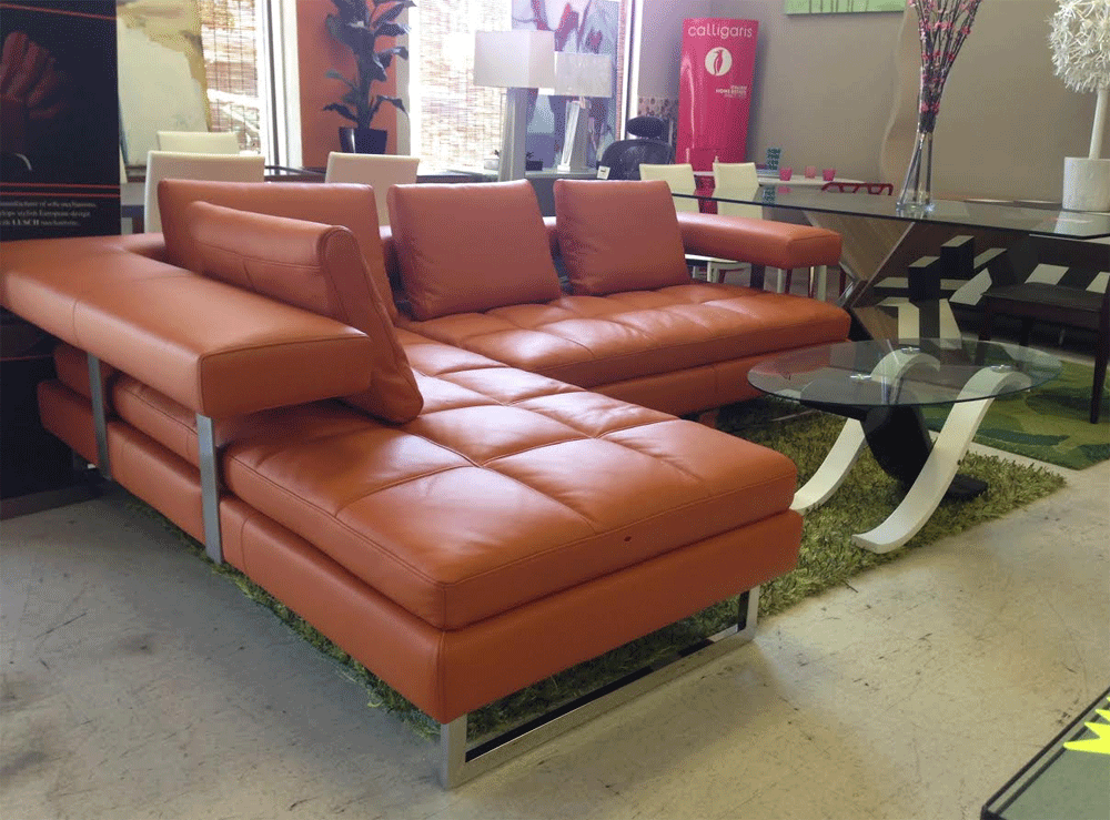 orange italian leather sofa