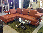 Italian Orange leather sofa PL0071 by Planum