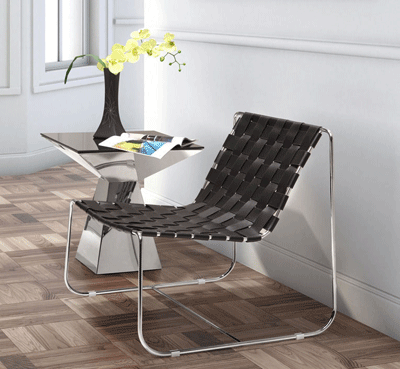 Leather Lounge Chair Z165 in Black