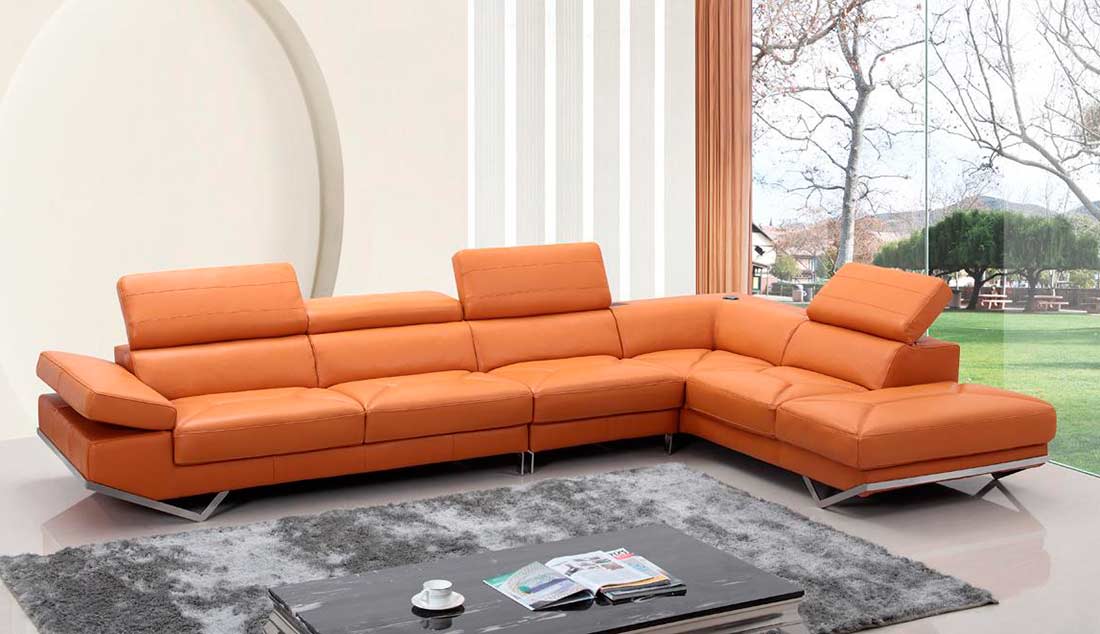 orange leather sectional sleeper sofa