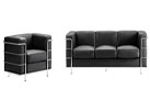 Black Contemporary Leather Sofa - Fortune