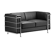 Black Contemporary Leather Sofa - Fortune