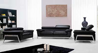 Modern Black Leather sofa set VG724