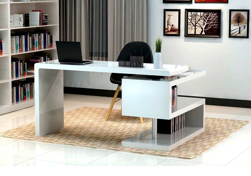 modern office desk white lacquer sj33 b