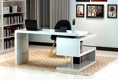 Modern White Gloss Office desk SJ33