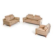 Contemporary Taupe Leather sofa set VG410