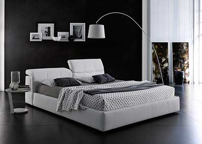Modern White Platform bed with Storage NJ087
