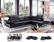 Modern Black Leather Sectional Sofa EF347