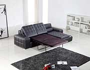 Black Leather Sectional Sofa Bed VG125