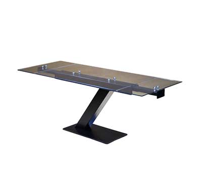 Extendable Glass Table in Matte Black Base EStyle 874