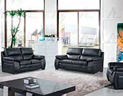 Black Italian leather sofa set AE041